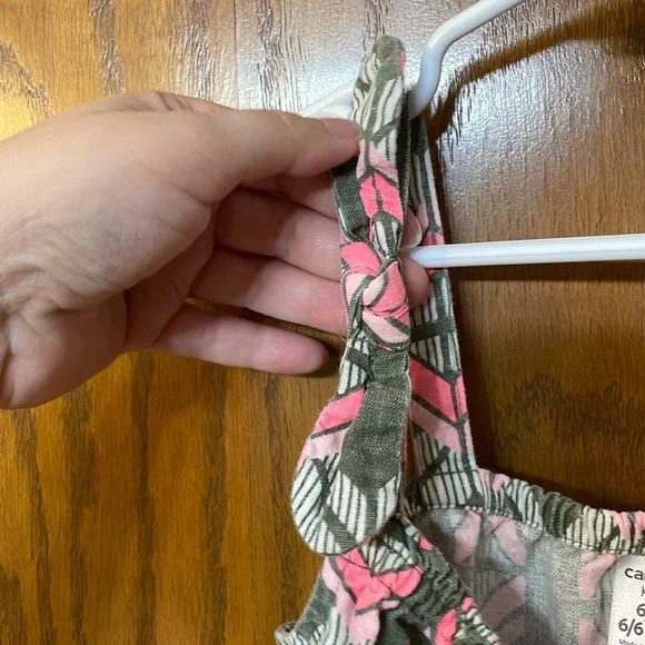 CARTERS UGC Girls Size 6 Pink Green Geometric Tank Top Bow detail - Picture 6 of 9